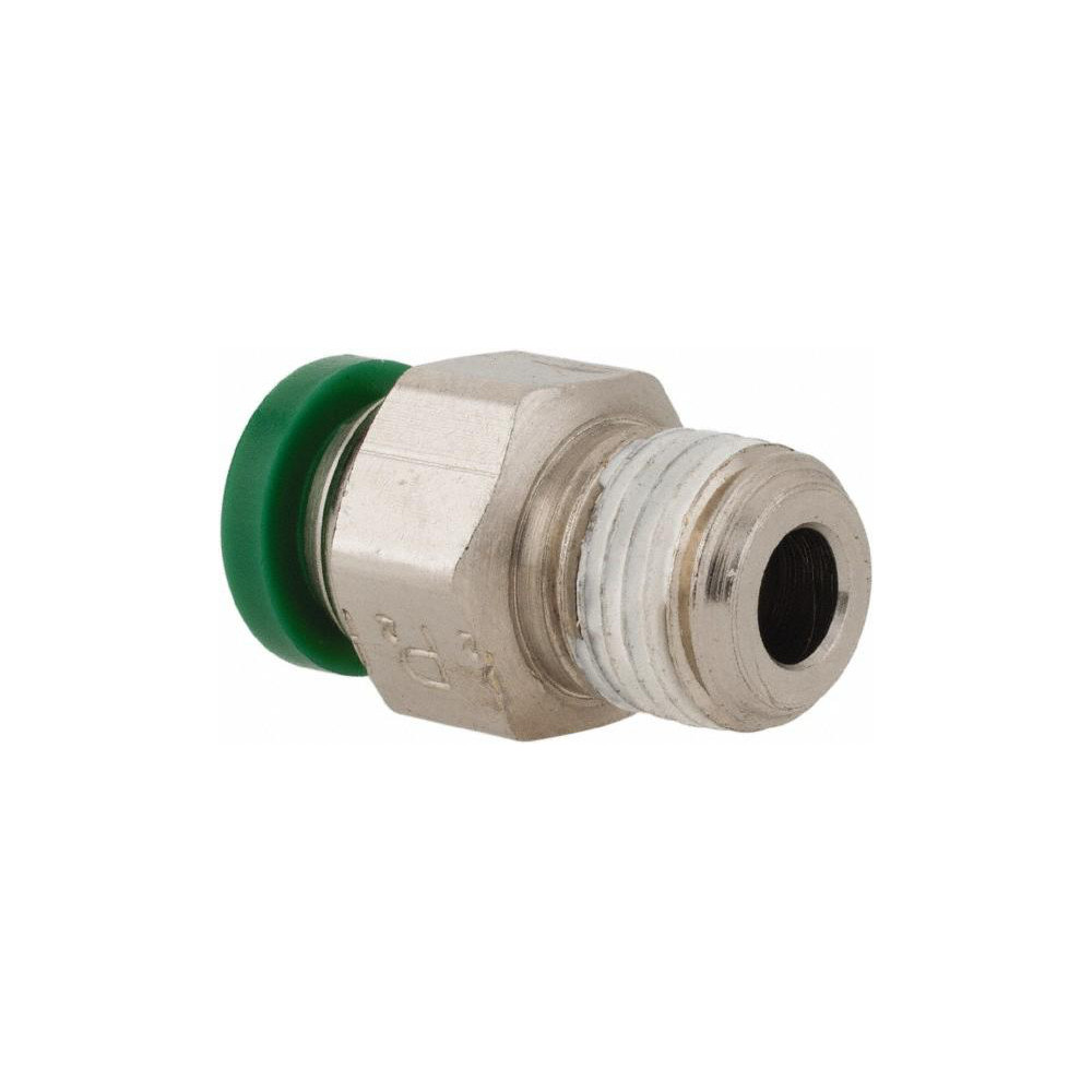 Parker Push-to-Connect Push-to-Connect x Male NPTF Fitting: Connector, 1/8 Thread, NPTF, 1/4" OD - W68PLP-4-2