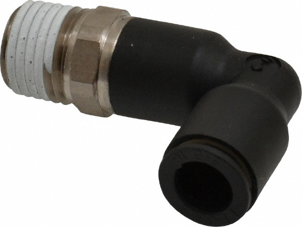 Legris Push-to-Connect Tube x MNPT Fitting: Extended Elbow, NPT, 1/4" OD - 3129 56 11