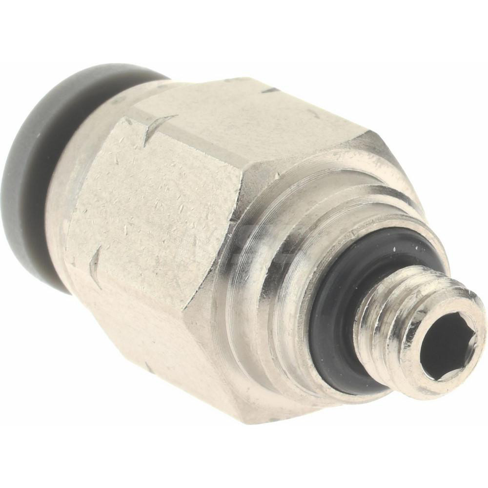 Norgren Push-to-Connect Tube x Male x Tube x Male UNF Fitting: Straight Adapter, #10-32 Thread, UNF, 5/32" OD - C24250210