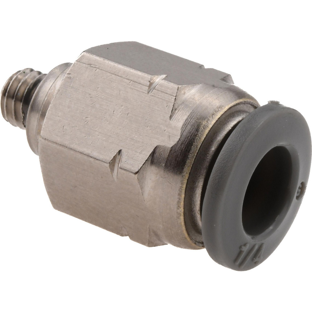Norgren Push-to-Connect Tube x Male x Tube x Male UNF Fitting: Straight Adapter, #10-32 Thread, UNF, 5/32" OD - C24250210
