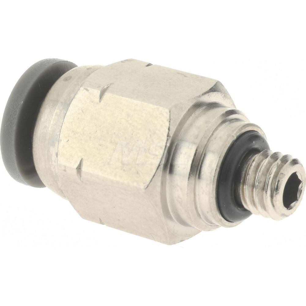 Norgren Push-to-Connect Tube x Male x Tube x Male UNF Fitting: Straight Adapter, #10-32 Thread, UNF, 5/32" OD - C24250210