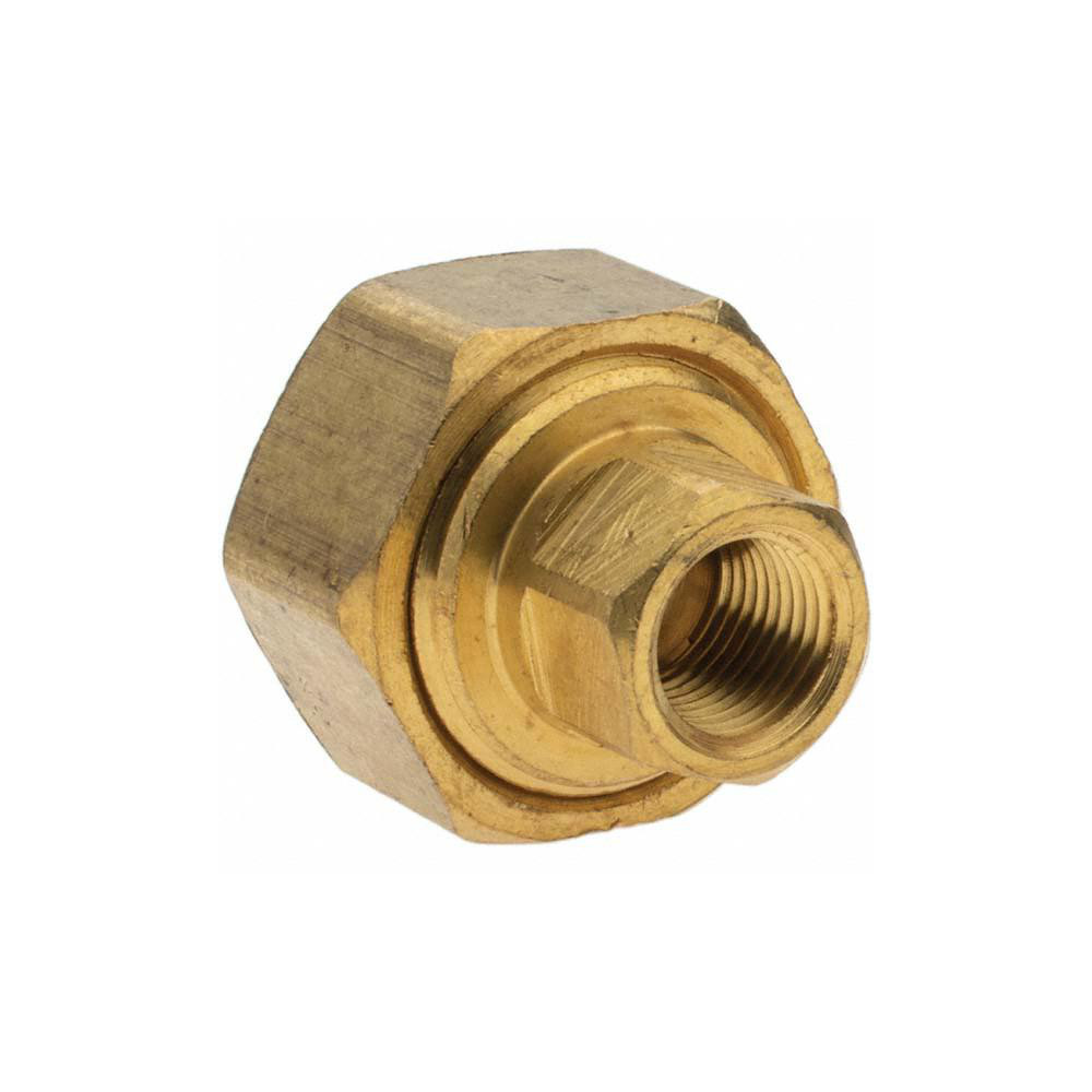 ANDERSON METALS Brass Pipe Union: 1/8 x 1/8" Fitting, FNPT x FNPT - 11118
