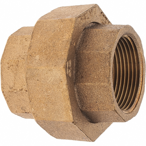 ANDERSON METALS Brass Pipe Union: 1/8 x 1/8" Fitting, FNPT x FNPT - 11118