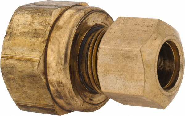 ANDERSON METALS Compression Tube Female Coupling: 3/8 x 1/4" Tube OD, Compression x FNPT - 750066-0604