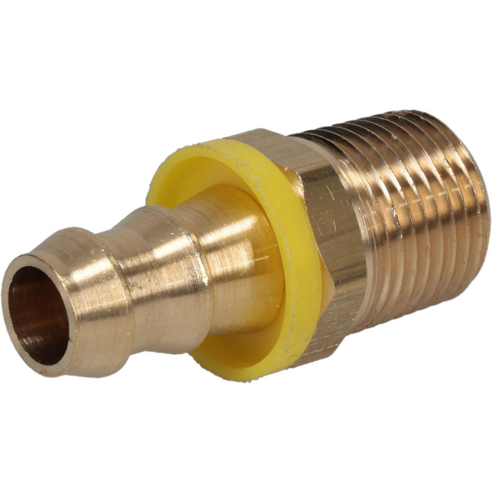 Coilhose Pneumatics Barbed Push-On Hose Male Connector: 1/2" NPT, Brass, 1/2" Barb - LRM0808