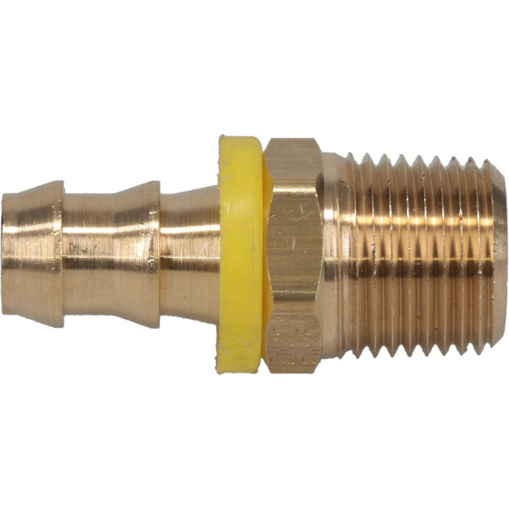 Coilhose Pneumatics Barbed Push-On Hose Male Connector: 1/2" NPT, Brass, 1/2" Barb - LRM0808