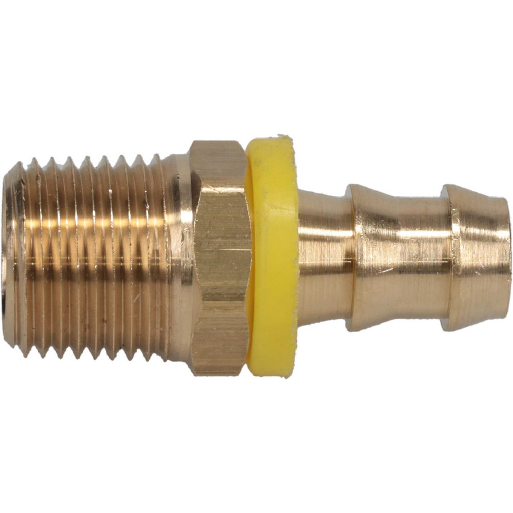 Coilhose Pneumatics Barbed Push-On Hose Male Connector: 1/2" NPT, Brass, 1/2" Barb - LRM0808