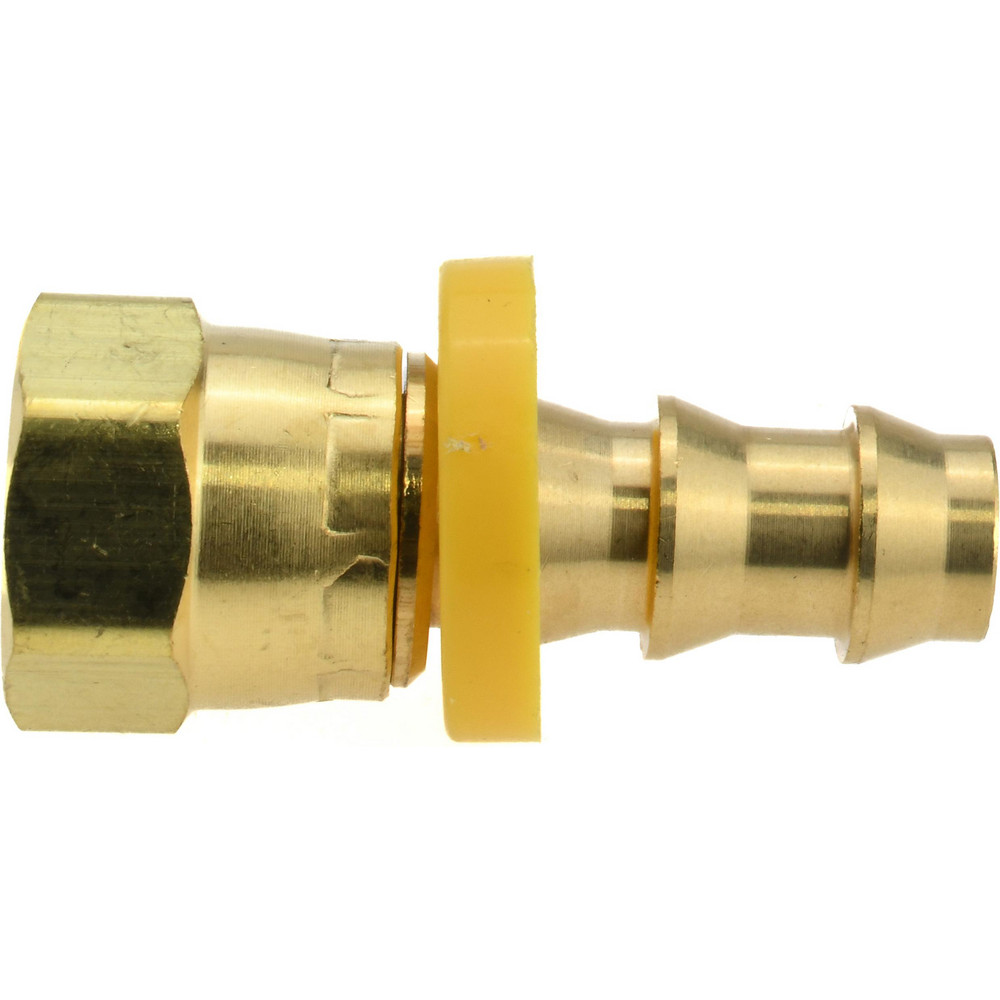 CerroBrass Barbed Push-On Hose Female Connector: 9/16" UNF, Brass, 3/8" Barb - 30266