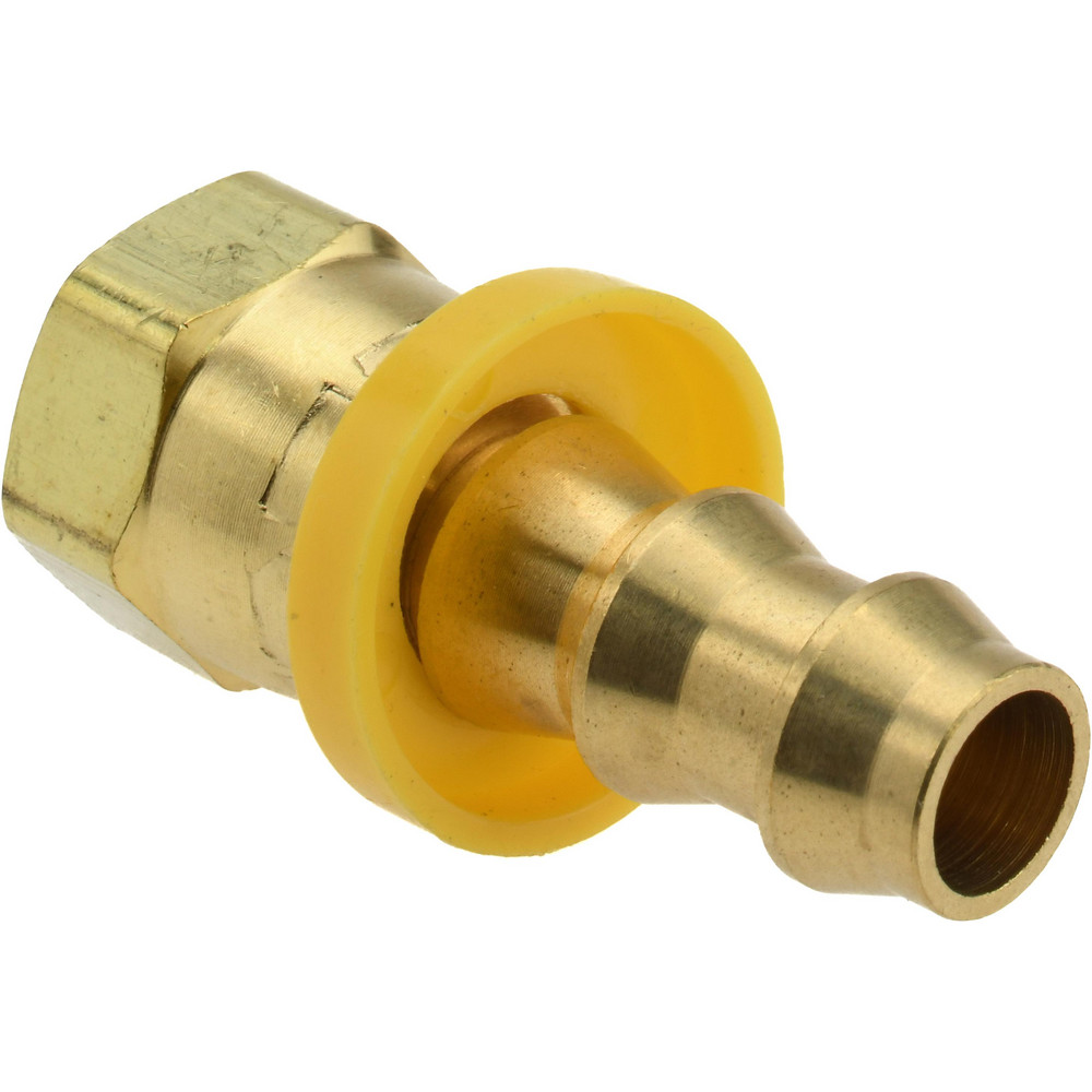 CerroBrass Barbed Push-On Hose Female Connector: 9/16" UNF, Brass, 3/8" Barb - 30266
