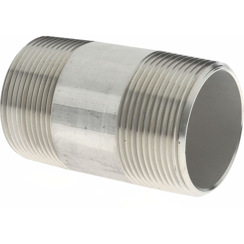Merit Brass Stainless Steel Pipe Nipple: 1-1/2" Pipe, Grade 316 & 316L - 6024-300