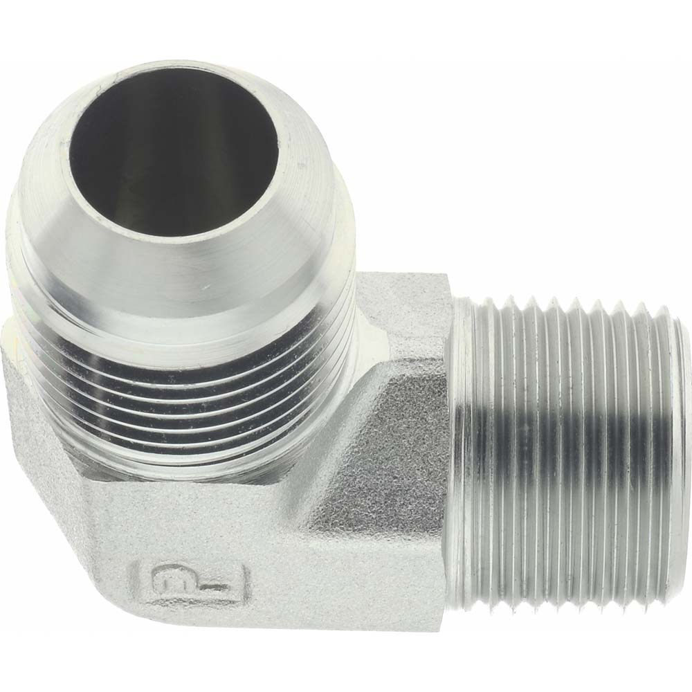 Parker Steel Flared Tube 90 Deg Male Elbow: 3/8" OD, 37 deg Flared Angle - 6 CTX-S