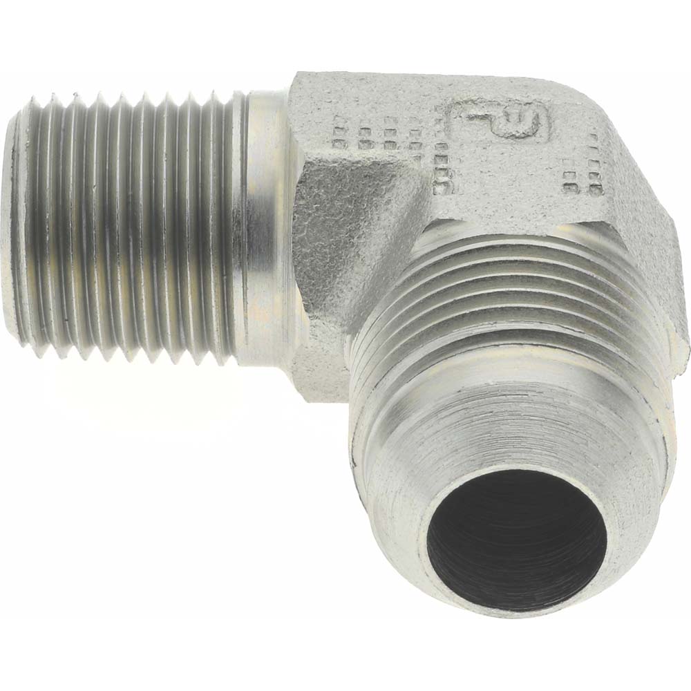 Parker Steel Flared Tube 90 Deg Male Elbow: 3/8" OD, 37 deg Flared Angle - 6 CTX-S