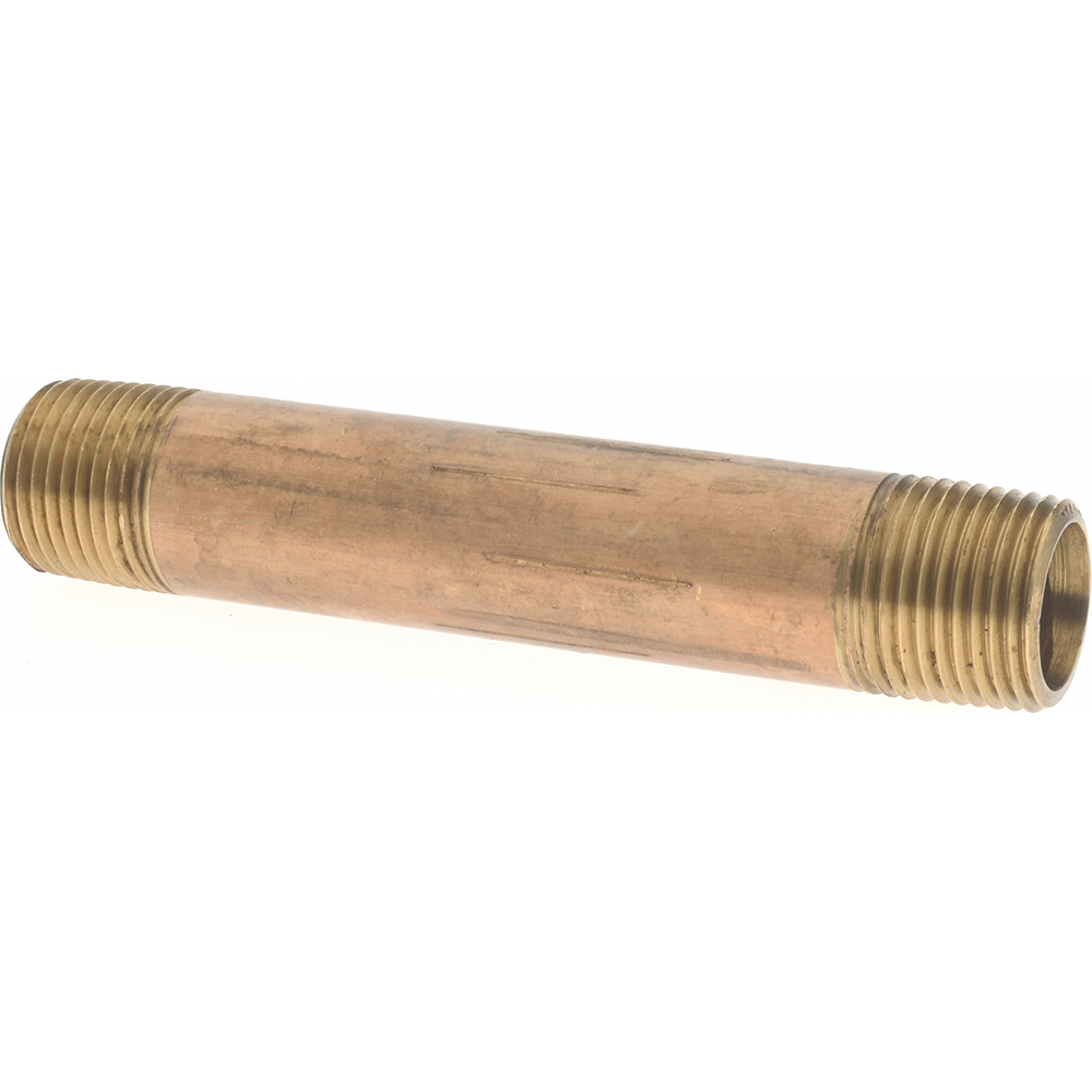Merit Brass Brass Pipe Nipple: Threaded on Both Ends, 3-1/2" OAL, 3/8" NPT - 2106-350
