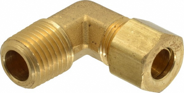 Parker Compression Tube Male Elbow: 1/2-14, 3/8" Tube OD, Compression x MNPTF - 169C-6-8