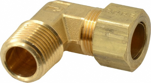 Parker Compression Tube Male Elbow: 1/2-14, 3/8" Tube OD, Compression x MNPTF - 169C-6-8