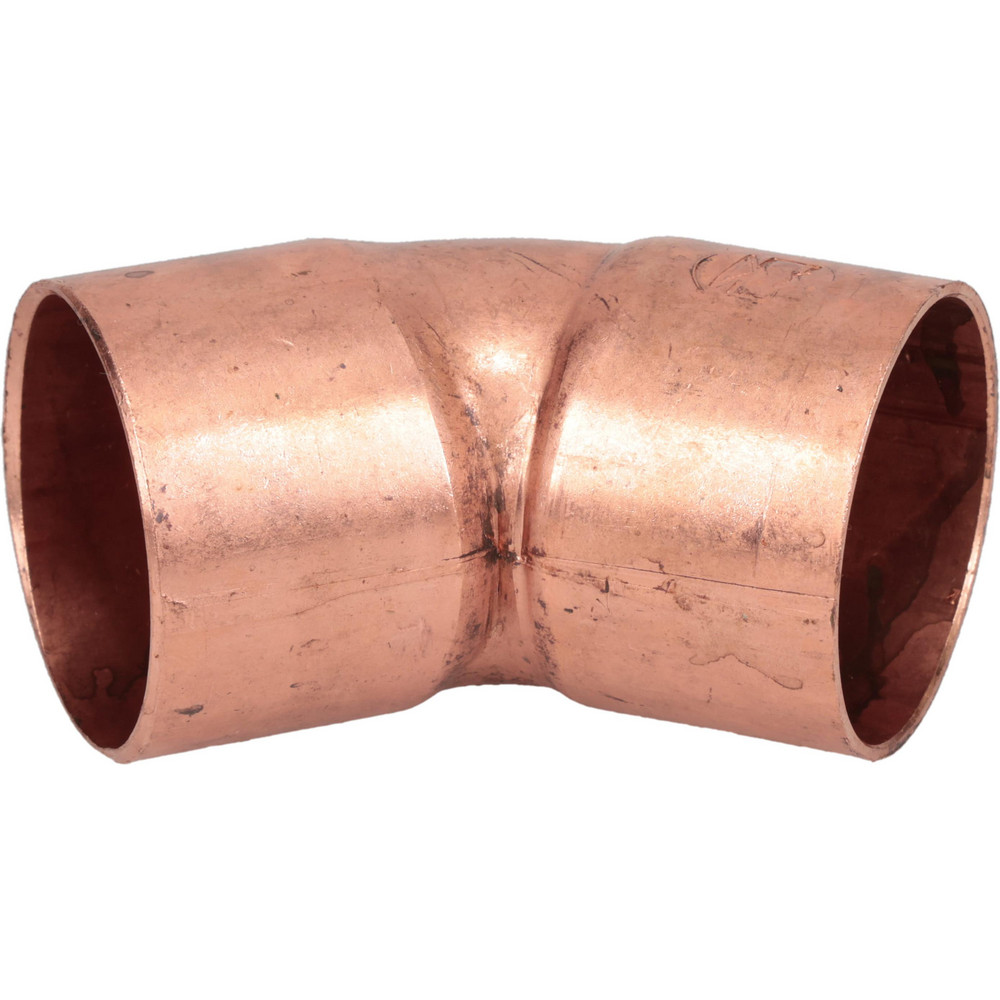 Mueller Industries Wrot Copper Pipe 45 ° Elbow: 2" Fitting, C x C, Solder Joint - W 03059