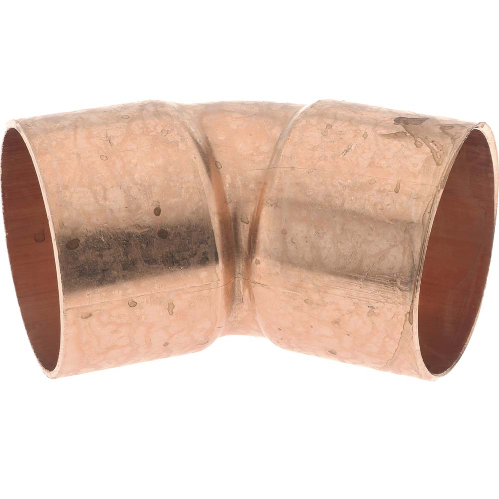 Mueller Industries Wrot Copper Pipe 45 ° Elbow: 2" Fitting, C x C, Solder Joint - W 03059