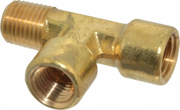 CerroBrass Industrial Pipe Adapter: 3/8" Female Thread, 1/4" Male Thread, MNPTF x FNPTF - 28193