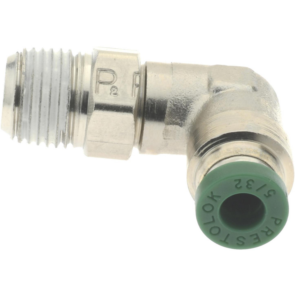 Parker Push-to-Connect Push-to-Connect x Male NPTF Fitting: 90 deg Swivel Elbow, 1/8 Thread, NPTF, 1/4" OD - W169PLP-4-2