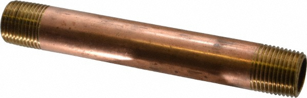 Merit Brass Brass Pipe Nipple: Threaded on Both Ends, 5-1/2" OAL, 1/2" NPT - 2108-550