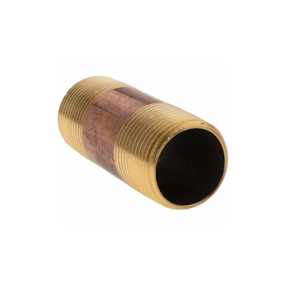 ANDERSON METALS Brass Pipe Nipple: Threaded on Both Ends, 2-1/2" OAL, NPT - -11153-2