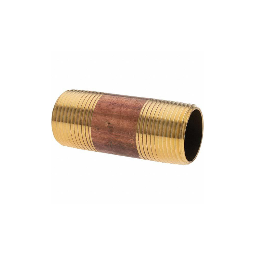 ANDERSON METALS Brass Pipe Nipple: Threaded on Both Ends, 2-1/2" OAL, NPT - -11153-2