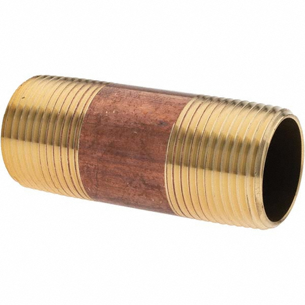 ANDERSON METALS Brass Pipe Nipple: Threaded on Both Ends, 2-1/2" OAL, NPT - -11153-2