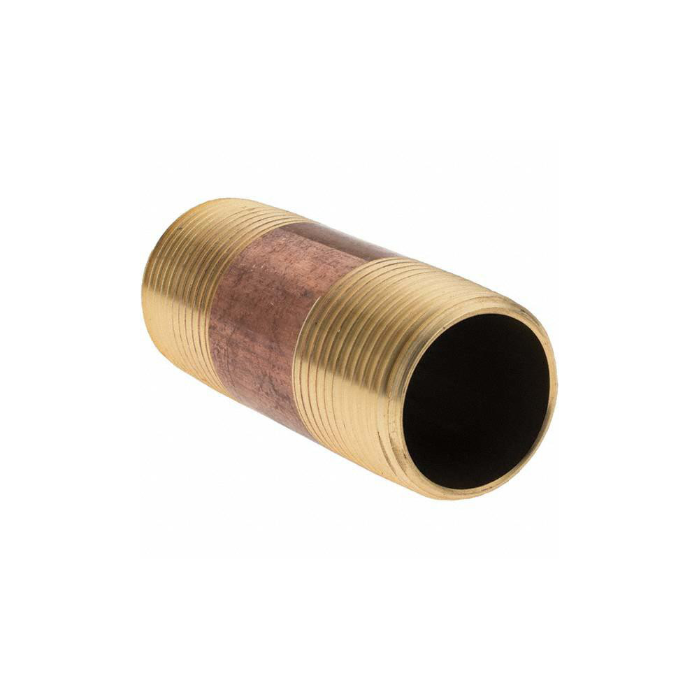 ANDERSON METALS Brass Pipe Nipple: Threaded on Both Ends, 2-1/2" OAL, NPT - -11153-2
