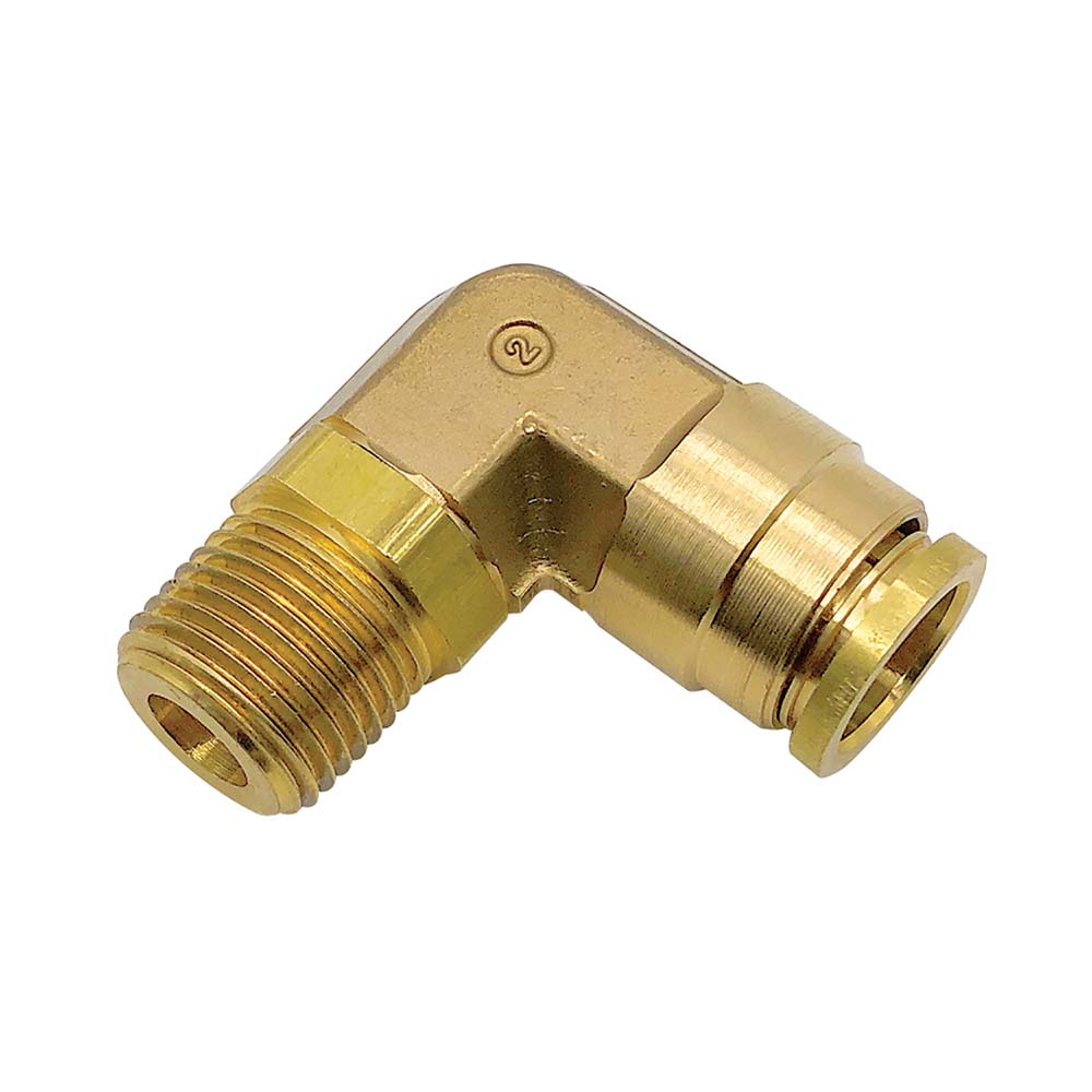 Parker Push-to-Connect Push-to-Connect x Male NPTF Fitting: 90 deg Elbow, 1/4 Thread, NPTF, 3/8" OD - 169PTC-6-4