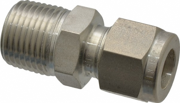 Ham-Let Compression Tube Connector: 3/8" Tube OD, Compression x MNPT - 3102172
