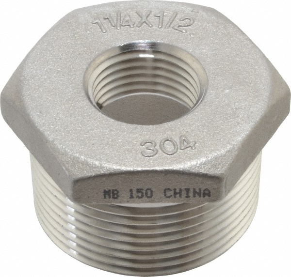 Value Collection Pipe Hex Bushing: 1-1/4 x 1/2", 304 Stainless Steel - 4HB11/4*1/2