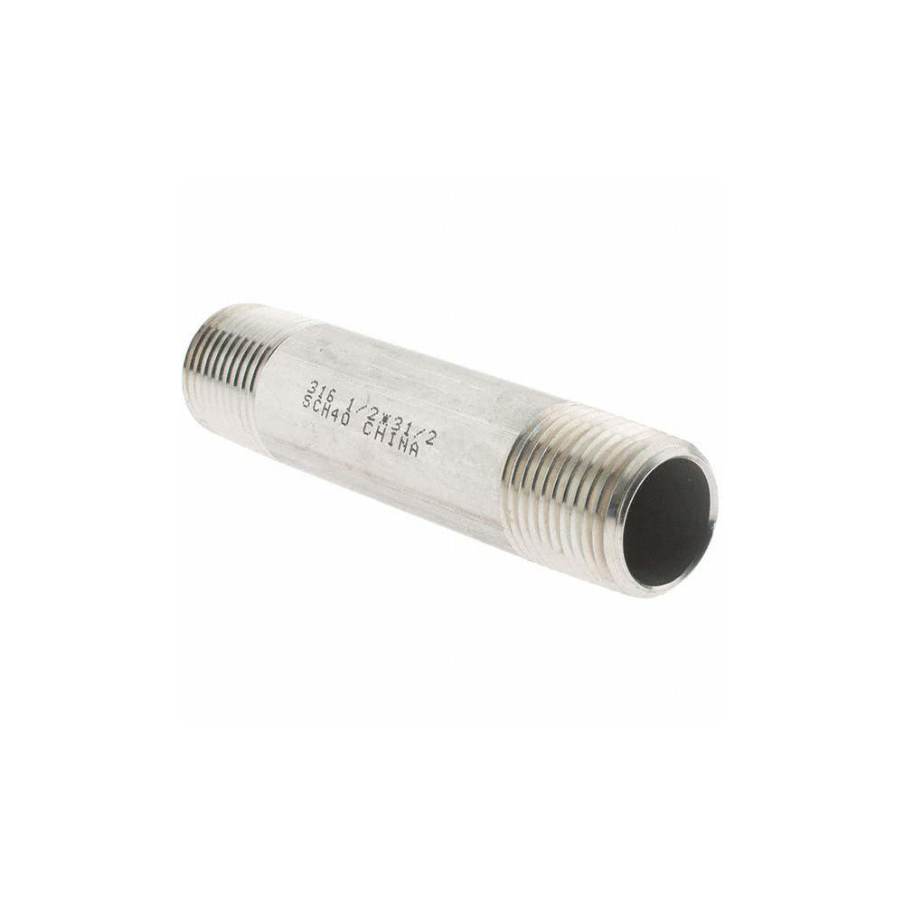 Value Collection Stainless Steel Pipe Nipple: 1/2" Pipe, Grade 316 & 316L - 6BN1/2*31/2