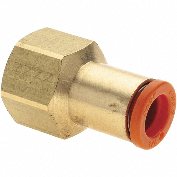 SMC PNEUMATICS Push-to-Connect Push-to-Connect Fitting: Connector, 1/4" OD - KQ2F07-34A