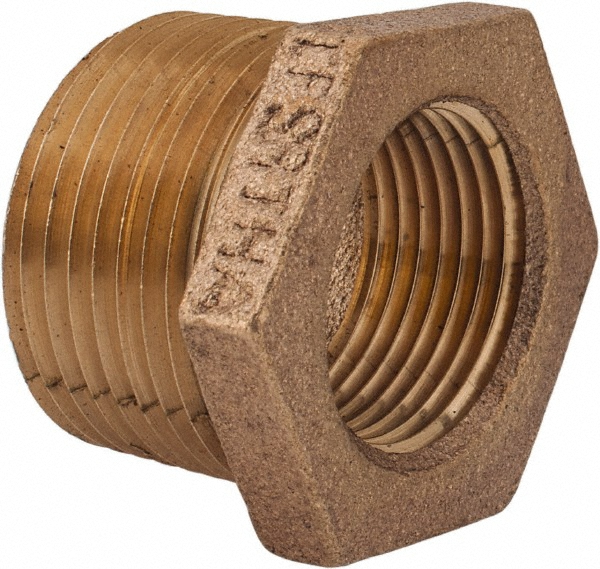 Merit Brass Brass Pipe Bushing: 3/4 x 3/8" Fitting, Threaded, MNPT x FNPT, Class 125 - X114-1206