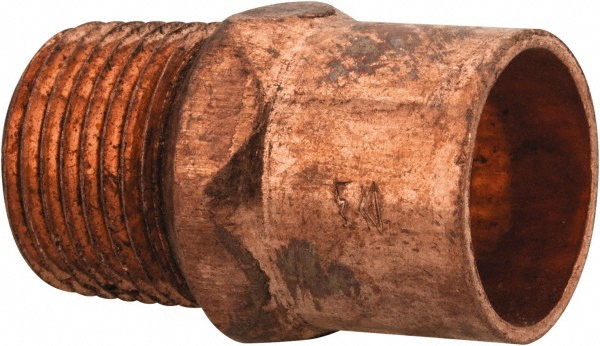 Mueller Industries Wrot Copper Pipe Adapter: 1/2" x 3/8" Fitting, C x M, Solder Joint - W 01132