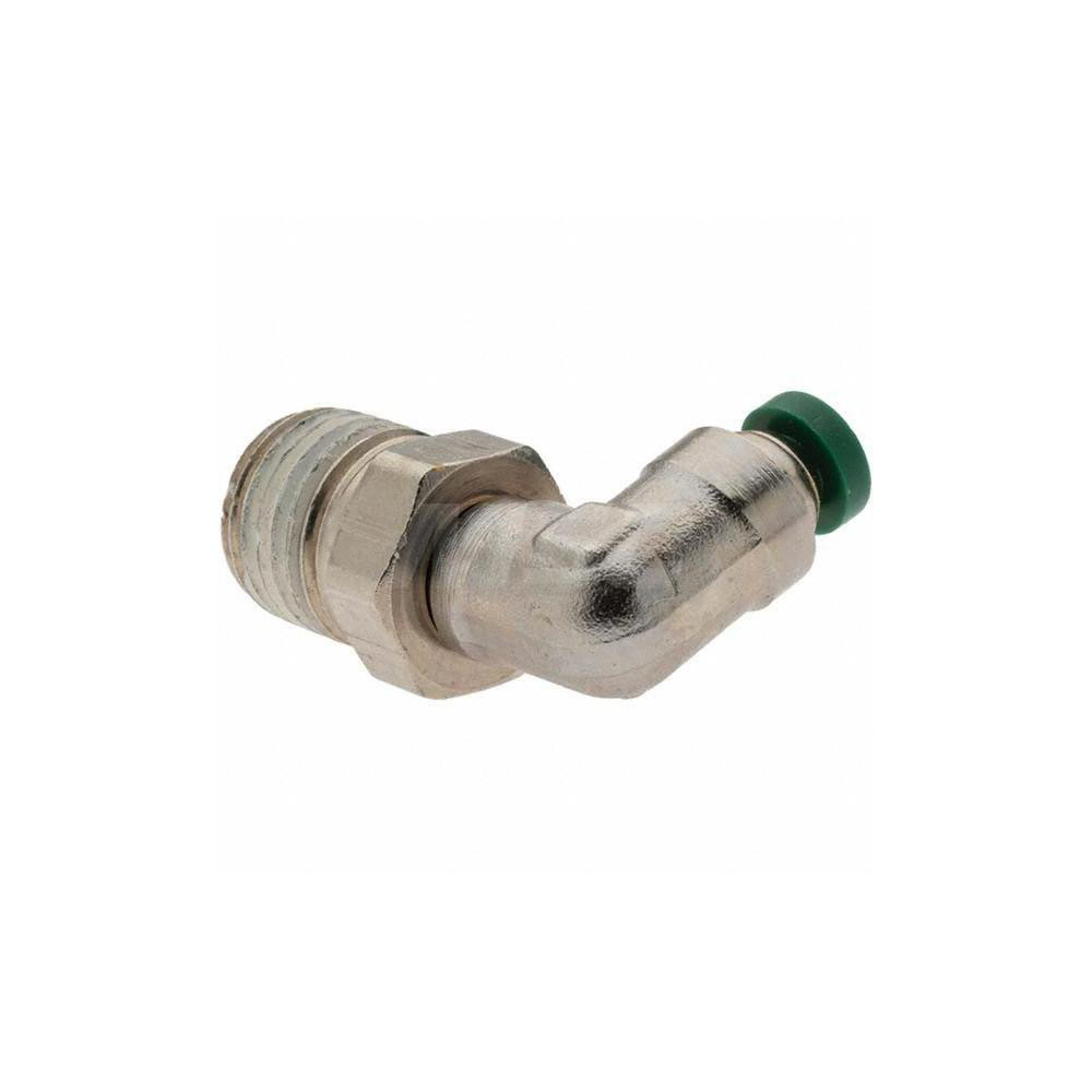 Parker Push-to-Connect Tube x MNPT x Tube x Male Fitting: Swivel Elbow, NPTF, 1/8" OD - -14244-1