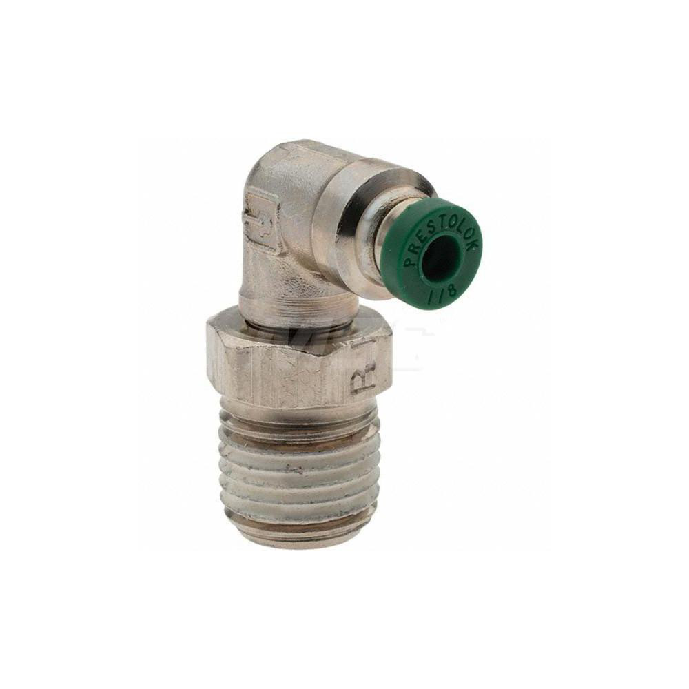 Parker Push-to-Connect Tube x MNPT x Tube x Male Fitting: Swivel Elbow, NPTF, 1/8" OD - -14244-1