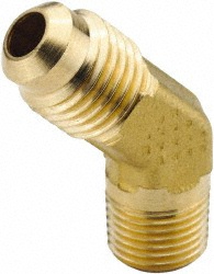 Parker Brass Flared Tube 45 Deg Male Elbow: 3/8" OD, 1/4-18 Thread, 45 deg Flared Angle - 159F-6-4