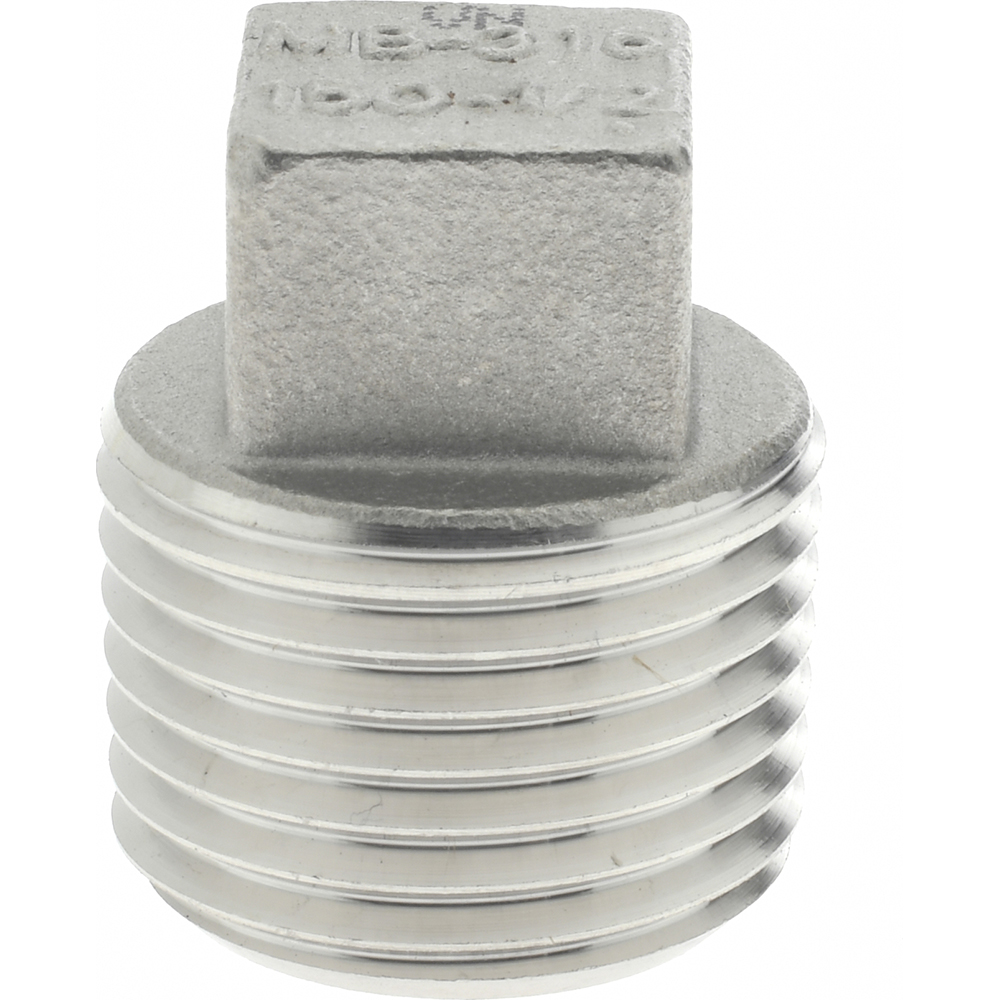 Value Collection Pipe Square Head Plug: 1/2", 304 Stainless Steel - 4SQ1/2