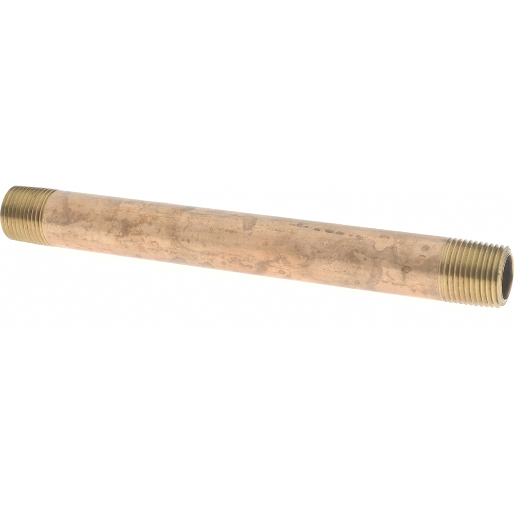 Merit Brass Brass Pipe Nipple: Threaded on Both Ends, 4" OAL, 3/8" NPT - 2106-400