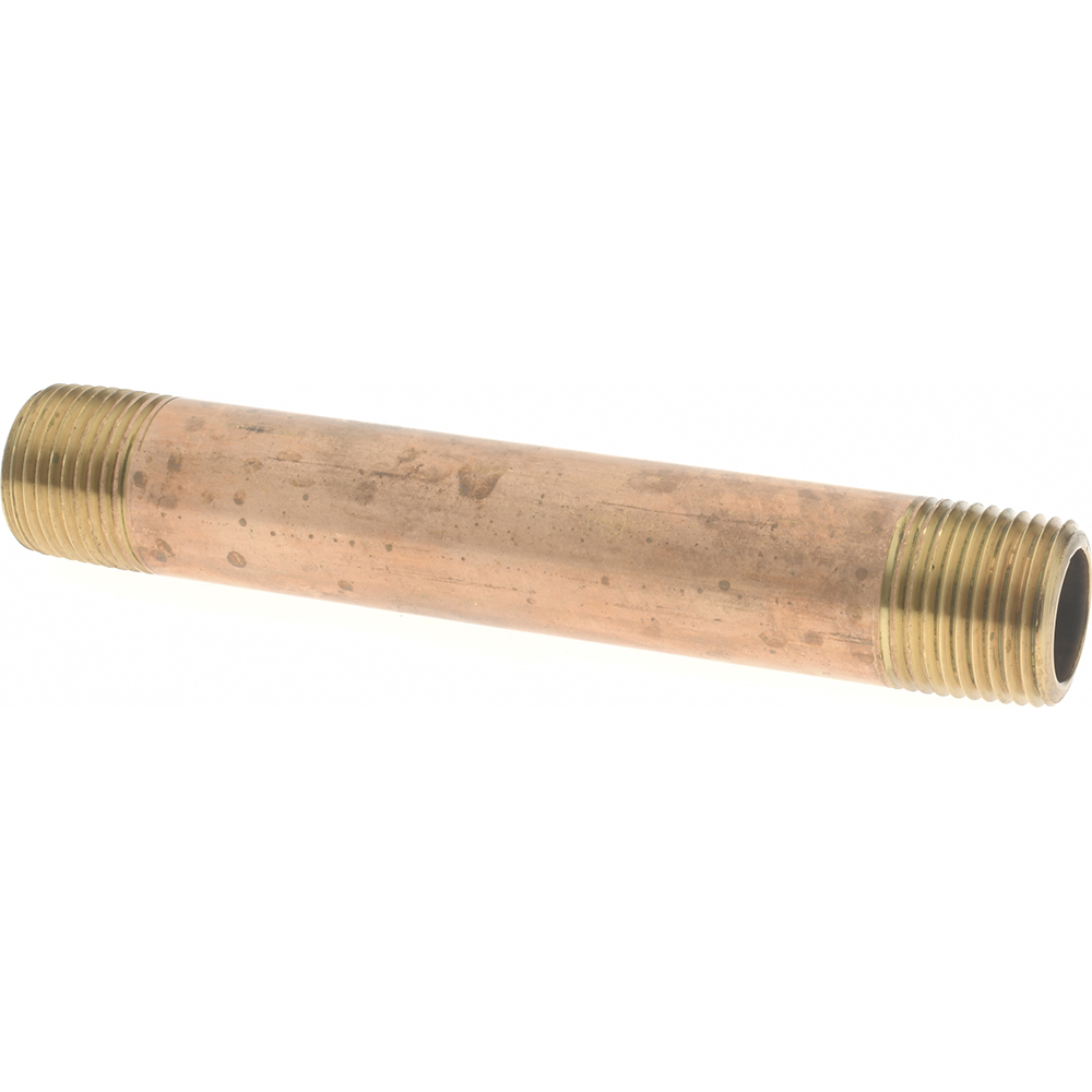 Merit Brass Brass Pipe Nipple: Threaded on Both Ends, 4" OAL, 3/8" NPT - 2106-400
