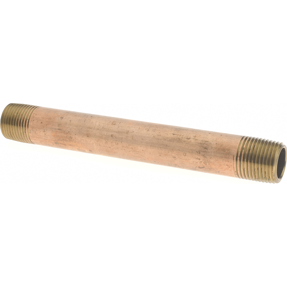 Merit Brass Brass Pipe Nipple: Threaded on Both Ends, 4" OAL, 3/8" NPT - 2106-400