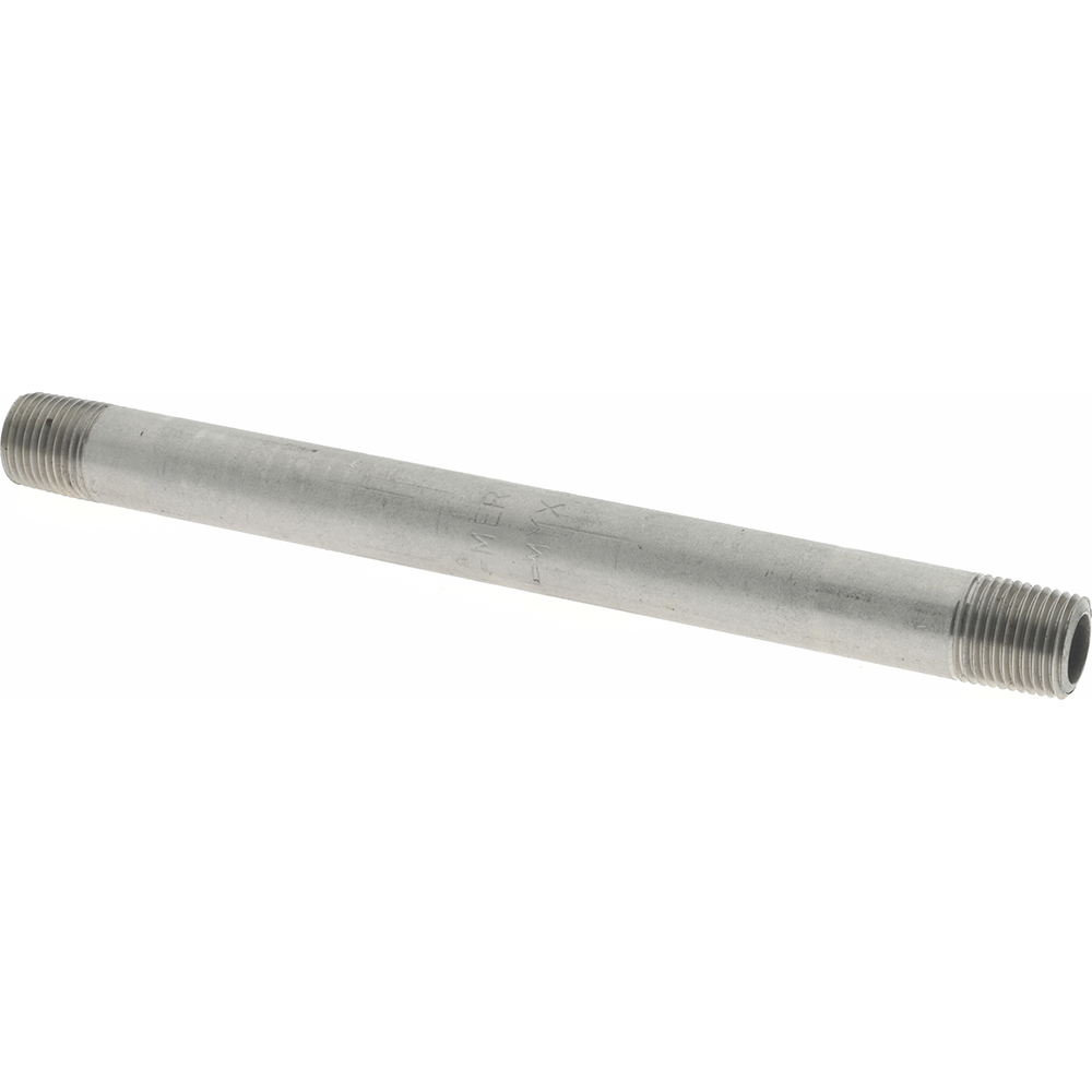Merit Brass Stainless Steel Pipe Nipple: 1/8" Pipe, Grade 304 & 304L - 4002-450
