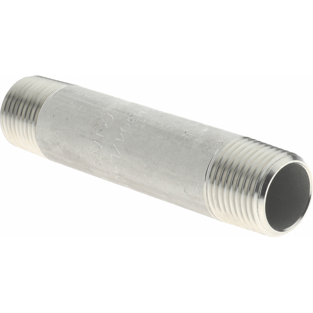 Merit Brass Stainless Steel Pipe Nipple: 3/8" Pipe, Grade 304 & 304L - 4006-300