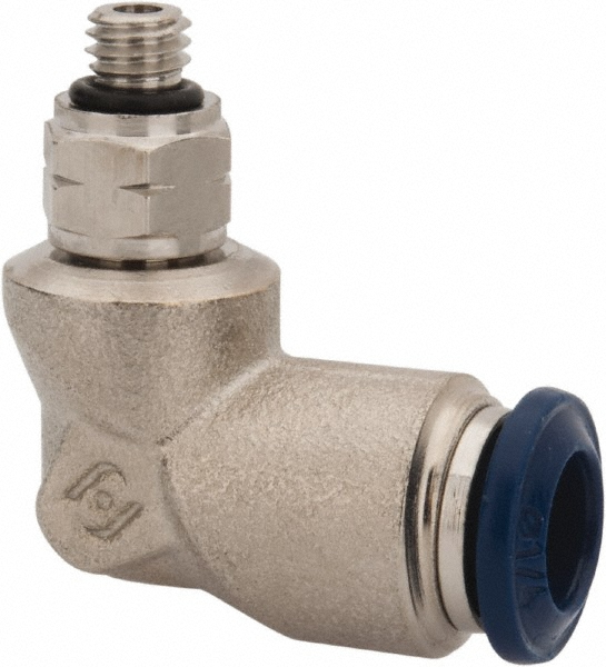 Aignep USA Push-to-Connect Tube x Male x Tube x Male UNF Fitting: Swivel Elbow, #10-32 Thread, UNF, 5/32" OD - 88115-53-32