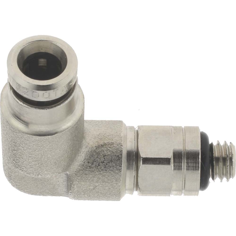 Aignep USA Push-to-Connect Tube x Male x Tube x Male UNF Fitting: Swivel Elbow, #10-32 Thread, UNF, 5/32" OD - 88115-53-32