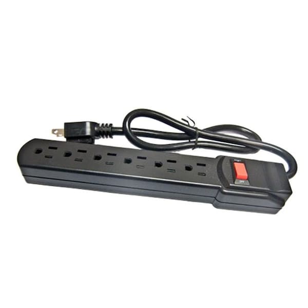 Comprehensive Comprehensive CPWR-SP6-12B Comprehensive 6-Outlet Black Surge Protector 12 ft. AC Cord - CPWR-SP6-12B