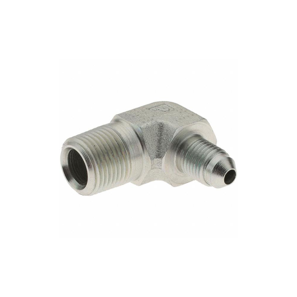 Parker Steel Flared Tube 90 Deg Elbow: 1/4" OD, 3/8-18 Thread, 37 deg Flared Angle - PT-00232