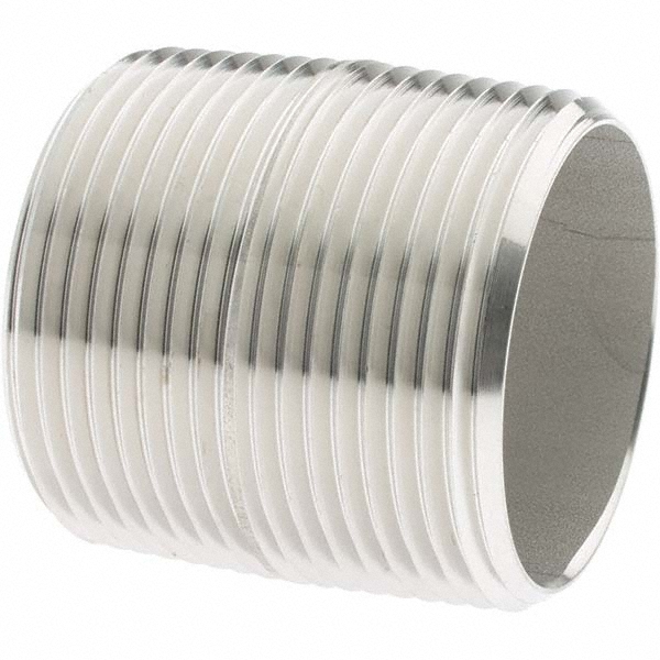 Merit Brass Stainless Steel Pipe Nipple: 1-1/4" Pipe, Grade 316 & 316L - 6520-001
