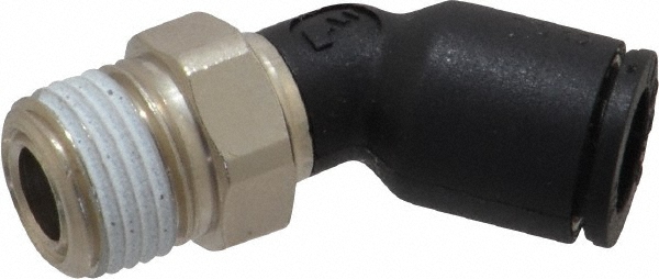 Legris Push-to-Connect Tube x MNPT Fitting: 45 Deg Elbow, NPT, 3/8" OD - 3113 60 18